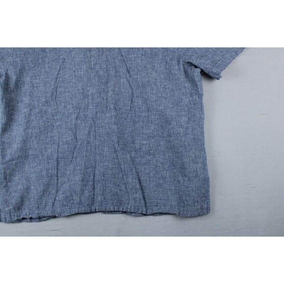 Vintage Erin London Linen Blend Button Up Shirt Size Large Blue Preppy Women - Picture 15 of 16